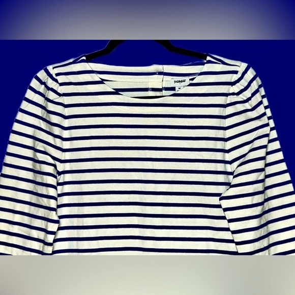 NWT J. Crew Factory Puff-Sleeve Button-Back Top with Navy & White Stripes, M - Picture 8 of 15